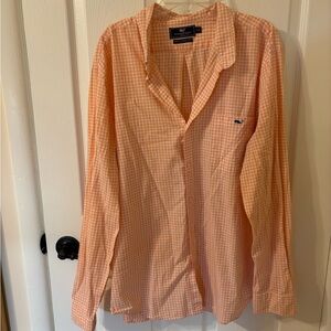 Vineyard Vines Men's Peach Gingham Checkered Shirt XL